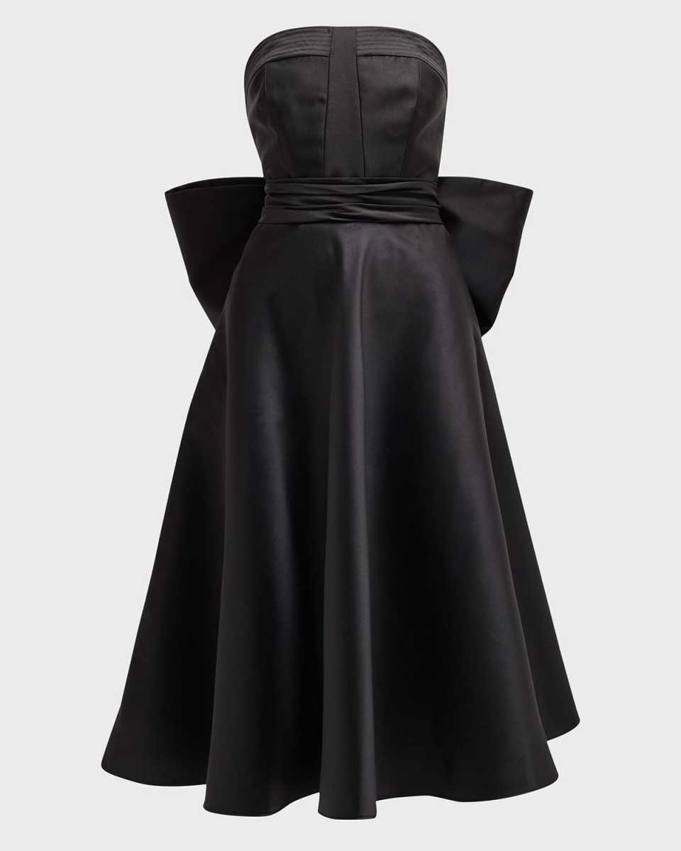 Oversize Bow Illusion Tea-Length Dress